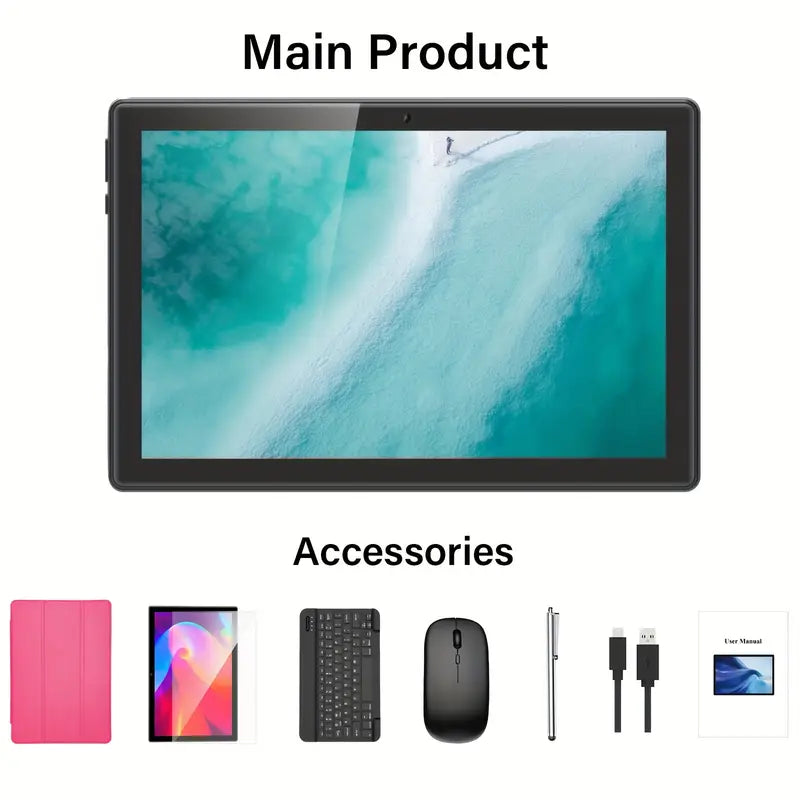 Android Tablet 10 Inch Android 14 Tablet, Keyboard, Mouse, Case, Stylus