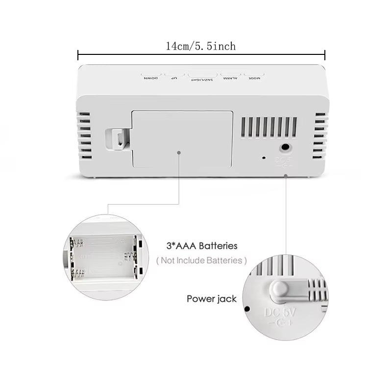 Digital Alarm Clock LED Electronic Desktop Clock with Temperature for Bedroom Home Office Teens Kids