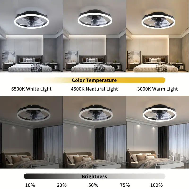 Low-Profile Ceiling Fan with Light and Remote Control