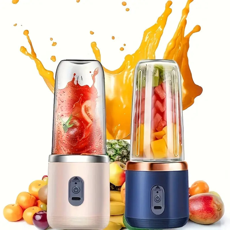 1pc Portable Double-Cup Fruit Juicer, One-Touch Operation