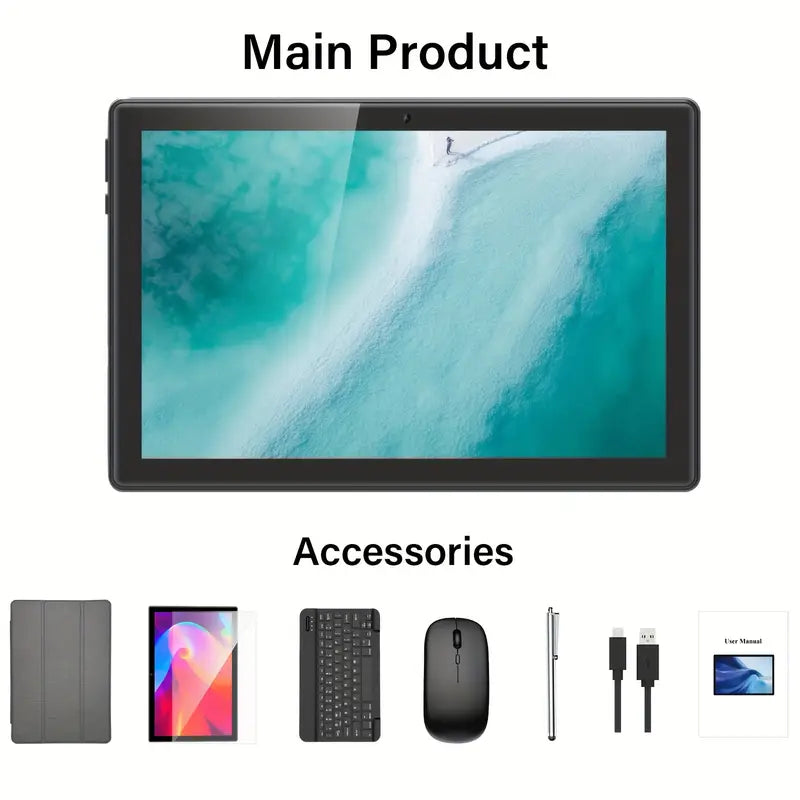Android Tablet 10 Inch Android 14 Tablet, Keyboard, Mouse, Case, Stylus