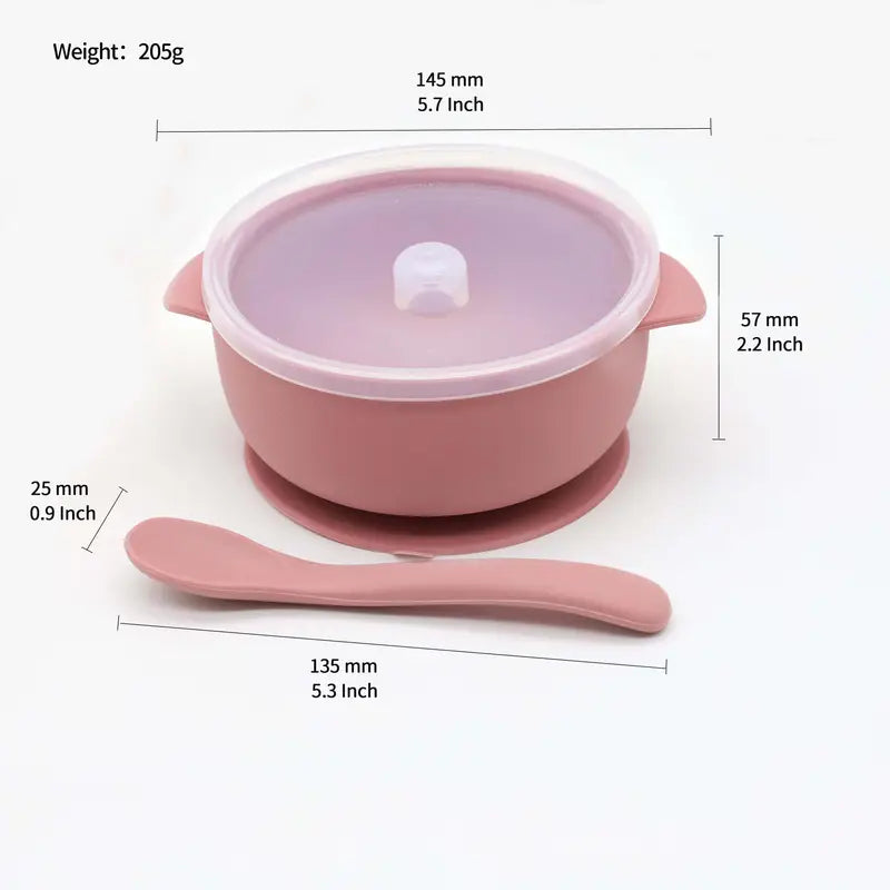 3 pcs Silicone Set 1 Spoon 1 Lid 1 Bowl