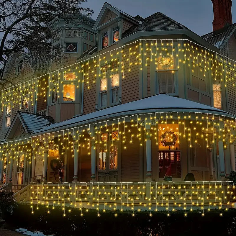 162 LED Solar Icicle String Lights, 8 Modes Festive Decoration Lights