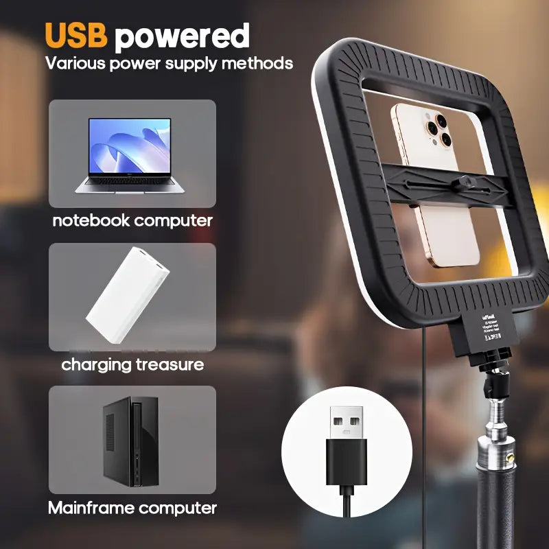 USB-Powered Smartphone Fill Light with Phone Holder