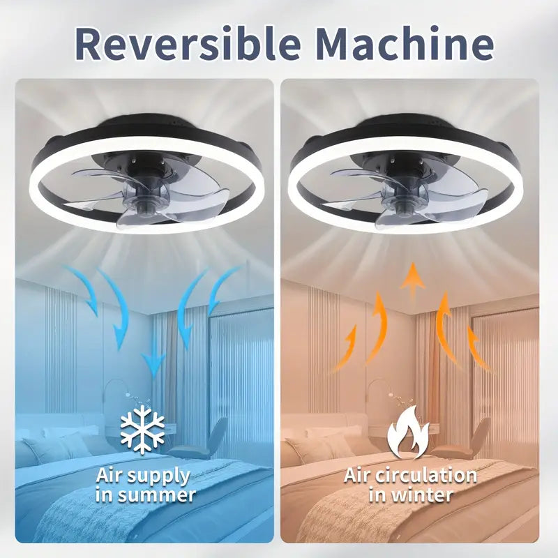 Low-Profile Ceiling Fan with Light and Remote Control