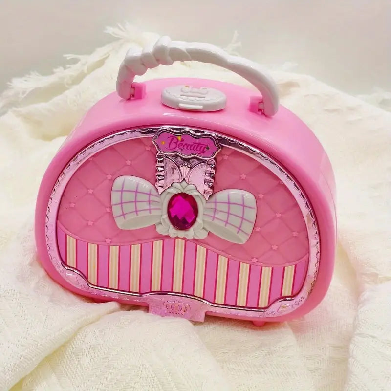 1 Set Princess Makeup Toy Set with 3-Layer Washable Cosmetic Box