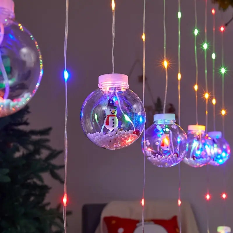 Christmas LED String Lights with Santa, Reindeer, and Snowman 3m
