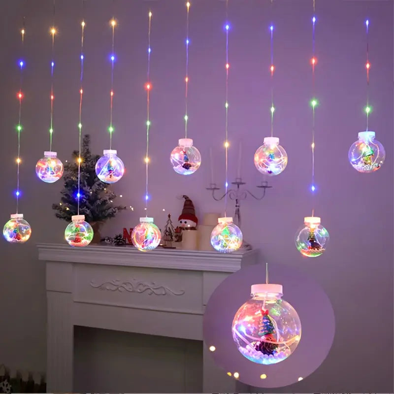 Christmas LED String Lights with Santa, Reindeer, and Snowman 3m