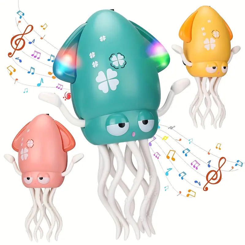 Electric dancing octopus toy with LED lights and music