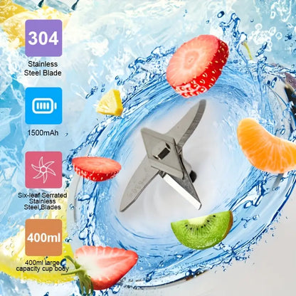 1pc Portable Double-Cup Fruit Juicer, One-Touch Operation