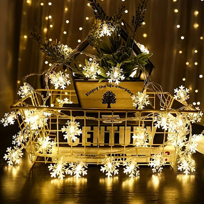 LED Snowflake String Lights 5m