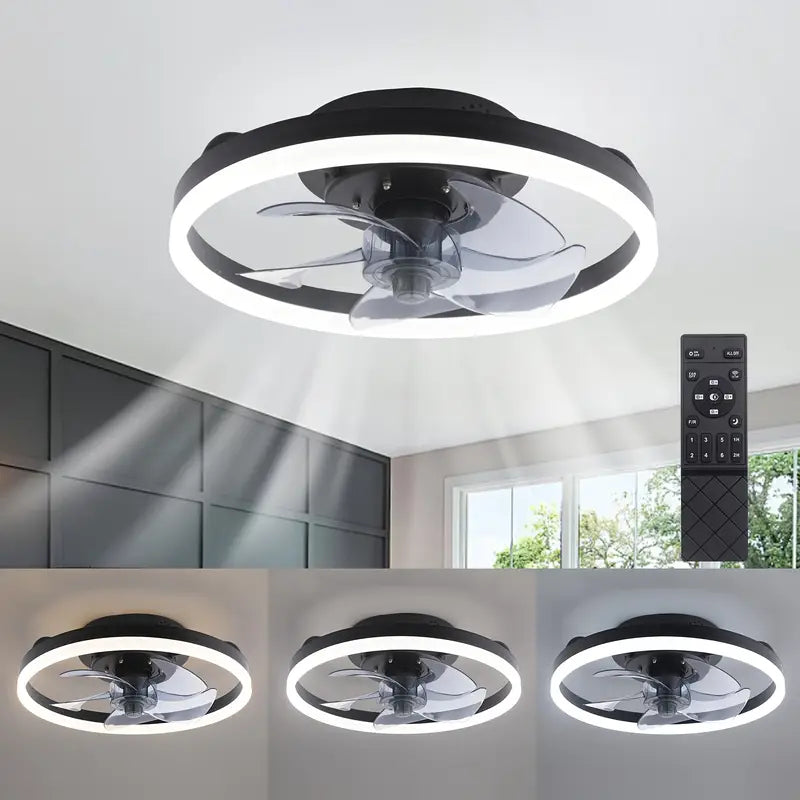 Low-Profile Ceiling Fan with Light and Remote Control