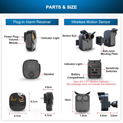 Wireless Driveway Security Alarm Waterproof PIR Motion Detector Garage Welcome Burglar Alarm Secure System Patrol