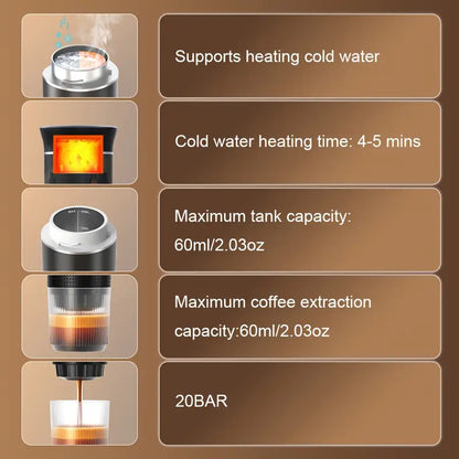 Portable Espresso Maker with USB Type-C Charging