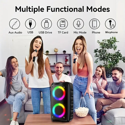 High-Power Wireless Speaker with Subwoofer & Microfone