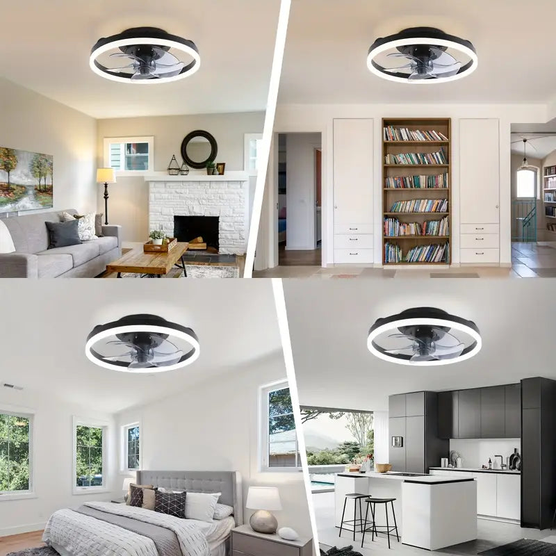 Low-Profile Ceiling Fan with Light and Remote Control