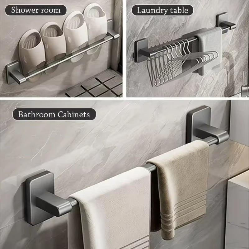 Wall Mounted Towel Rack Bathroom Storage Rack No Drilling Bathroom Horizontal Bar Towel Rack Kitchen Bathroom Accessories