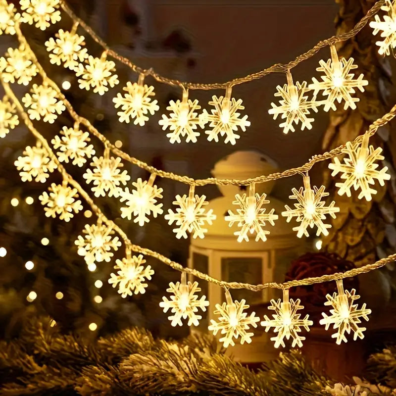 LED Snowflake String Lights 5m