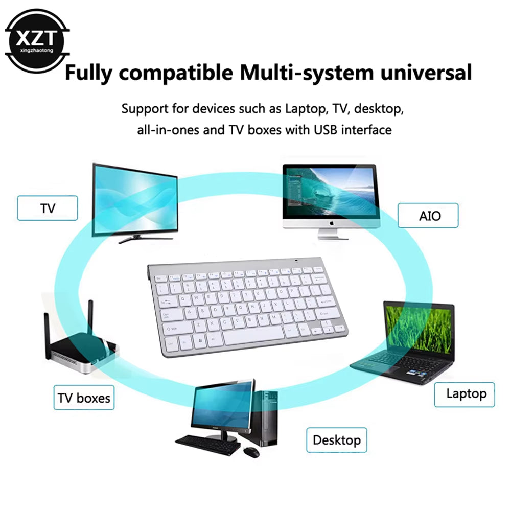 2.4G Wireless Mini Keyboard for Ipad Macbook Phone Tablet Smart TV Rechargeable Wireless Keyboard