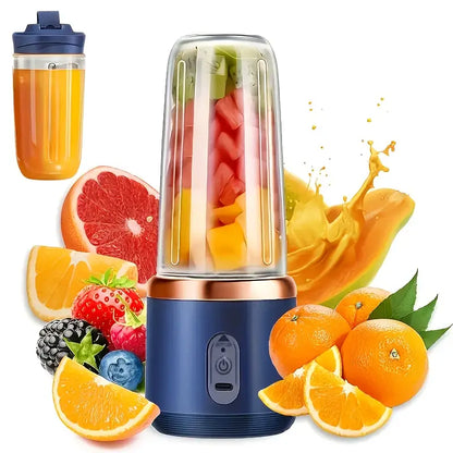 1pc Portable Double-Cup Fruit Juicer, One-Touch Operation