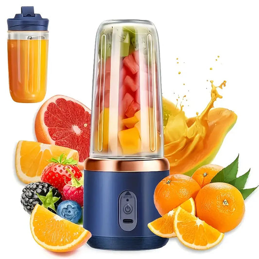1pc Portable Double-Cup Fruit Juicer, One-Touch Operation