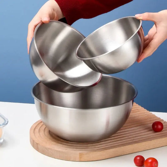 3pcs Set Stainless Steel Bowls-1 Set, Large, Medium And Small Size