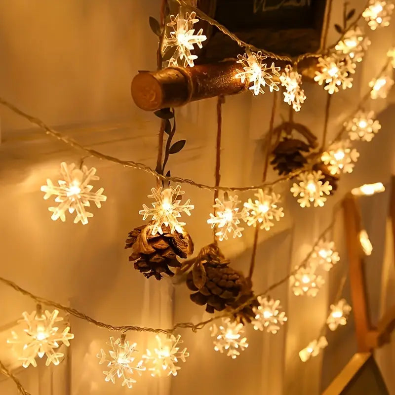 LED Snowflake String Lights 5m