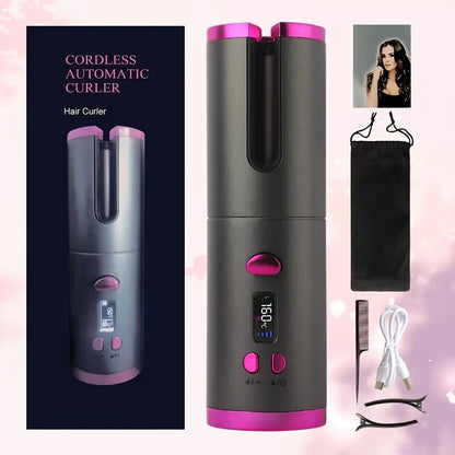 Automatic Curling Iron, USB Rechargeable, with LCD Display