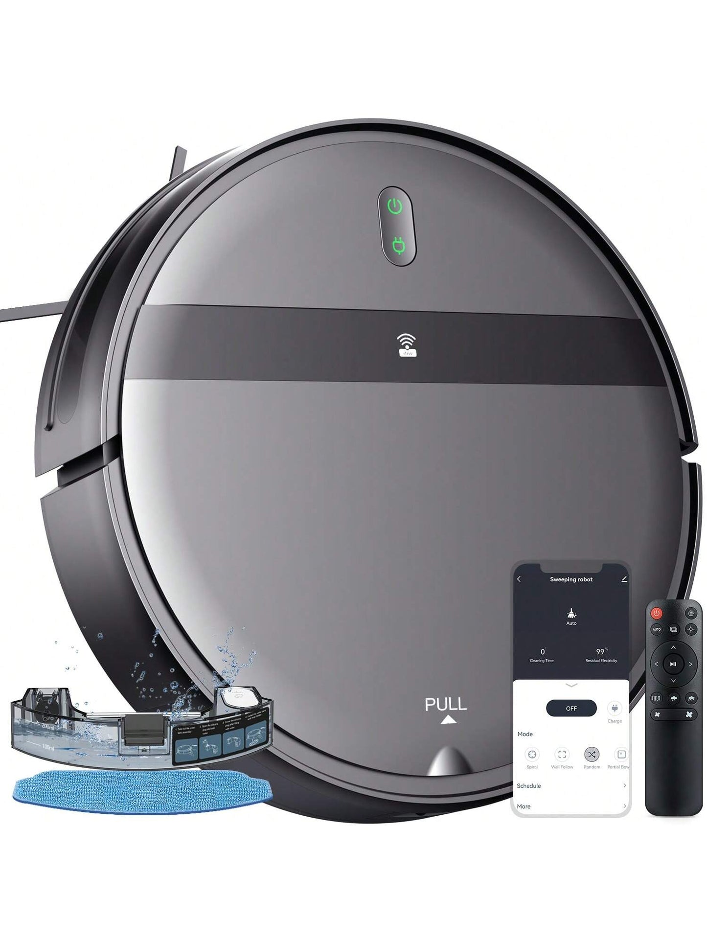 Robot Vacuum Cleaner, Robot Vacuum Cleaner and Mop Combo with 6000Pa Strong Suction, Robotic Vacuum Cleaner, App/Alexa, Robotic Vacuum with Wifi, Self-Charging Mopping Robot Vacuum Cleaner