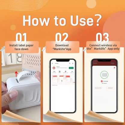 Marklife Wireless Thermal Label Printer, Inkless Mini Handheld