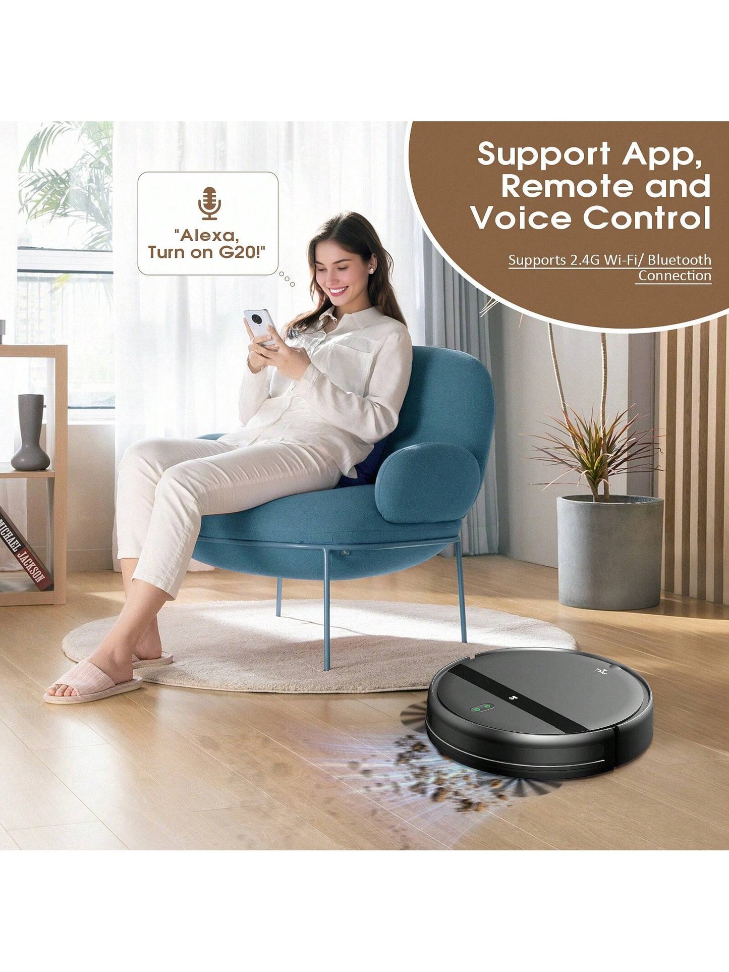 Robot Vacuum Cleaner, Robot Vacuum Cleaner and Mop Combo with 6000Pa Strong Suction, Robotic Vacuum Cleaner, App/Alexa, Robotic Vacuum with Wifi, Self-Charging Mopping Robot Vacuum Cleaner
