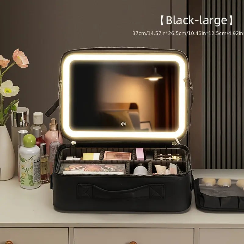 Makeup Travel Bag with LED Lighted Mirror