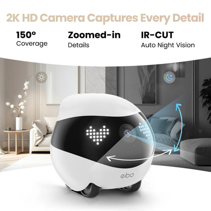 EBO AIR 2 Companion Robot 2K Home Security Pet Camera Night Vison Wireless APP Remote Control for Dog Cat Baby
