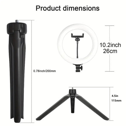 LED Ring Fill Light with Tripod Stand And Phone Holder