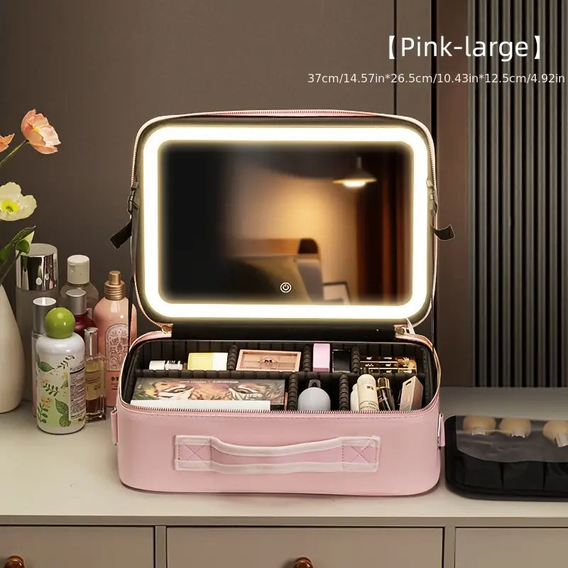 Makeup Travel Bag with LED Lighted Mirror