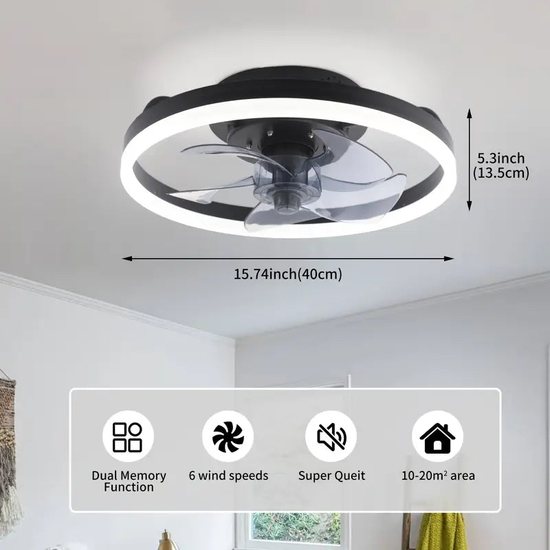 Low-Profile Ceiling Fan with Light and Remote Control