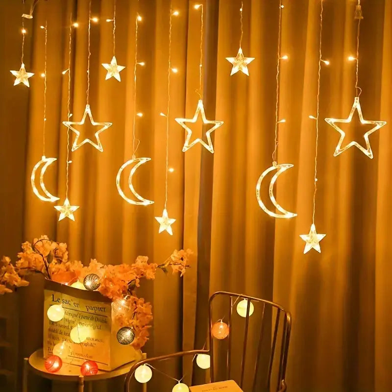 1 Pack LED Curtain String Lights with 8 Modes