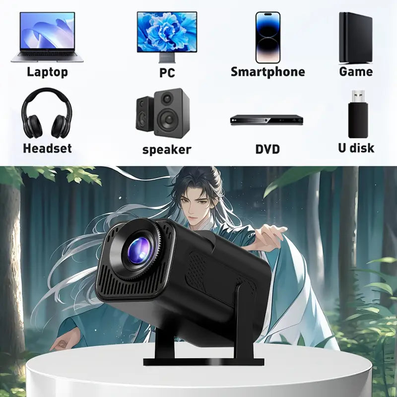 HY300X Portable Mini Projector with 1080P HD