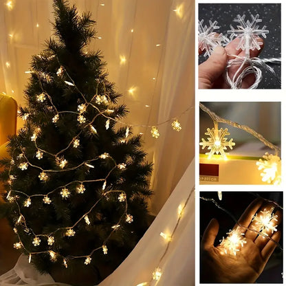 LED Snowflake String Lights 5m