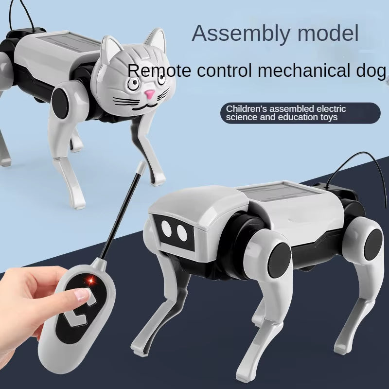 Electric Mechanical Dog RC Robot Solar Children Educational Assembly Tech DIY Puzzle Toy Bionic Smart Robot Dog Toys Gifts