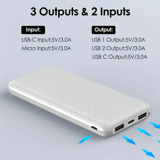 BezosMax 10000mAh Portable Charger with 3 Outputs & 2 Inputs