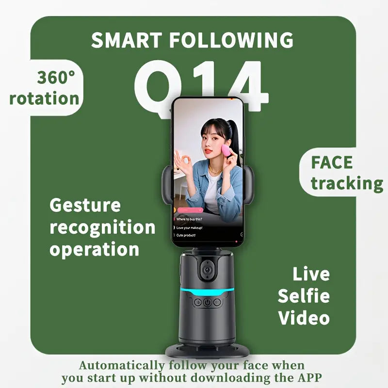 AI 360° Rotation Anti-Shake Portable Device for Live Streaming & Travel