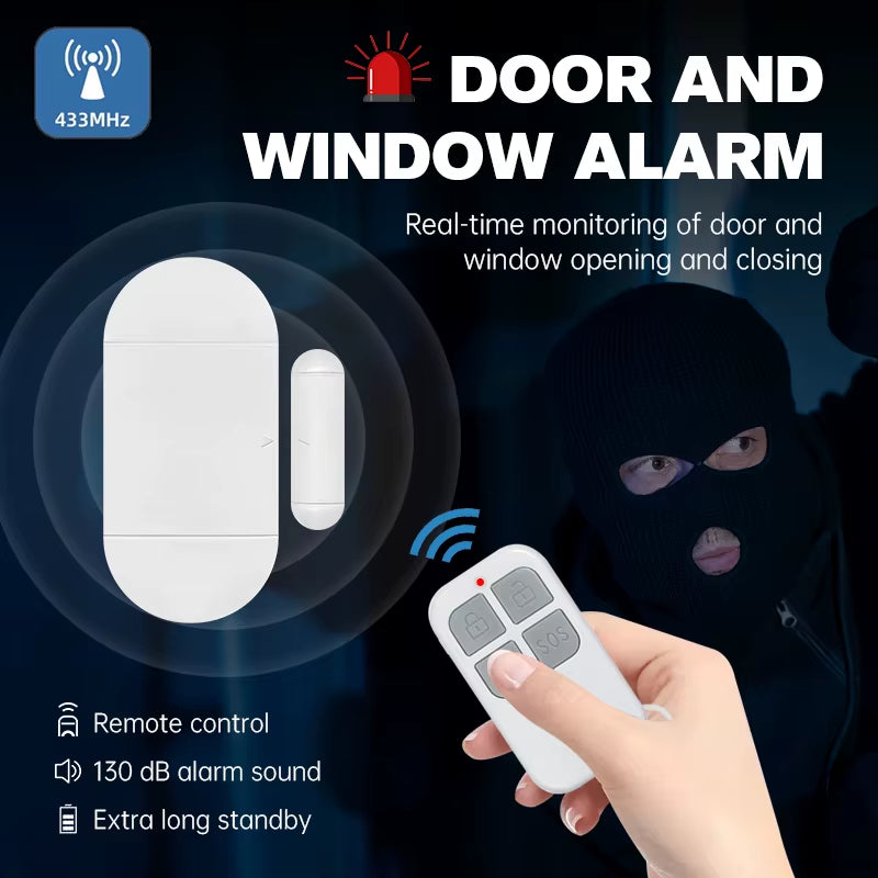 Door Window Sensor Alarm 130Db Large Volume Wireless Remote Control PIR Alert Magnetic Induction Detector Security Burglar Siren