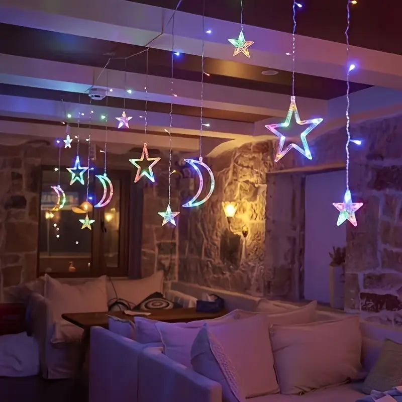 1 Pack LED Curtain String Lights with 8 Modes