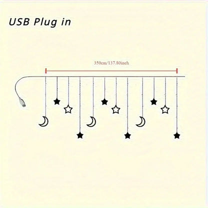 1 Pack LED Curtain String Lights with 8 Modes