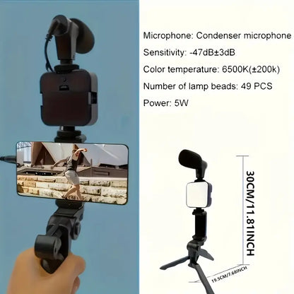 Professional Selfie Stick Light Kit with Tripod-like Stabilizer
