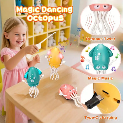 Electric dancing octopus toy with LED lights and music
