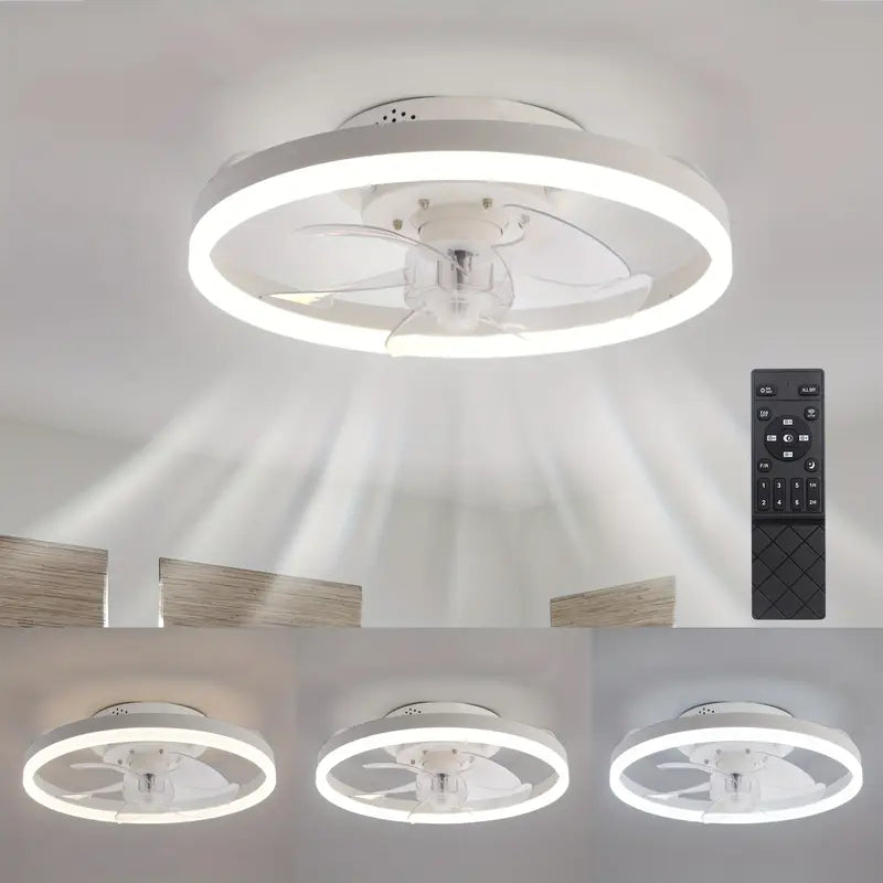 Low-Profile Ceiling Fan with Light and Remote Control