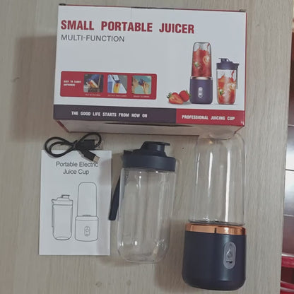 1pc Portable Double-Cup Fruit Juicer, One-Touch Operation